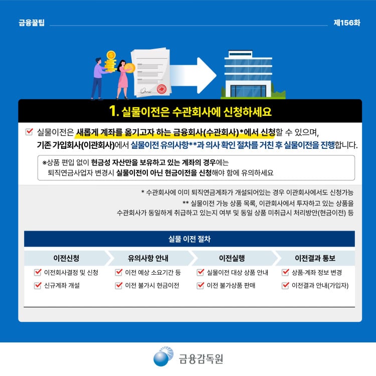 퇴직연금 실물이전 신청 시 유의사항을 안내해 드립니다. PC 본문 이미지 2