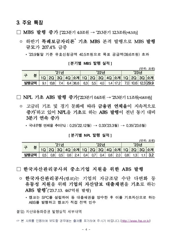 &#39;23년 3분기 ABS 등록발행 실적 이미지 4