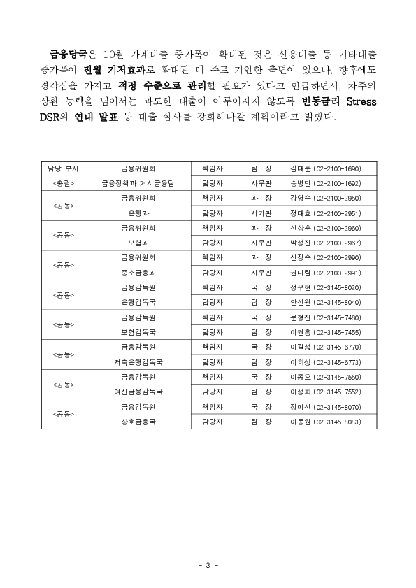 2023년 10월중 가계대출 동향 이미지 3