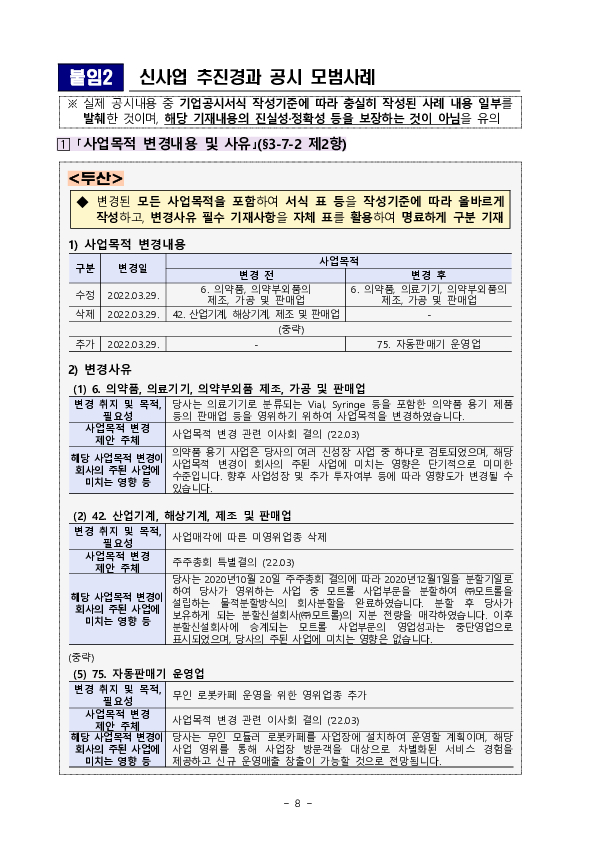 신사업 추진 공시 중점점검 및 사업진행 실태분석 결과 이미지 8