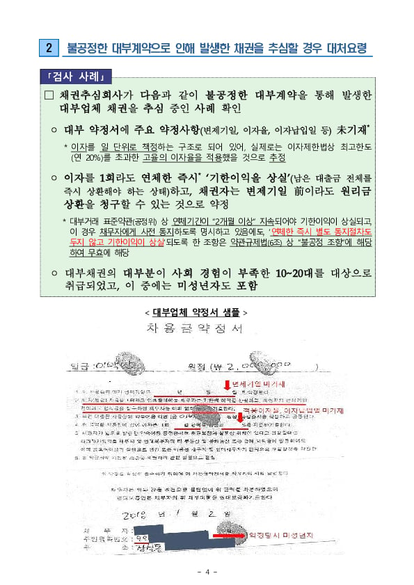 불법적인 채권추심 관련 금융소비자 주의사항 금융소비자 2차 경보 발령!! 이미지 4