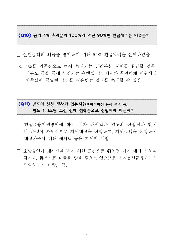 은행권은 역대 최대인 2조원+α 규모의 민생금융지원방안을 통해 자영업자, 소상공인 등 취약계층을 지원합니다. 이미지 8