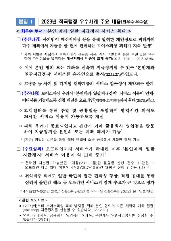 2023년 금융감독원 적극행정 우수사례 선정 이미지 6