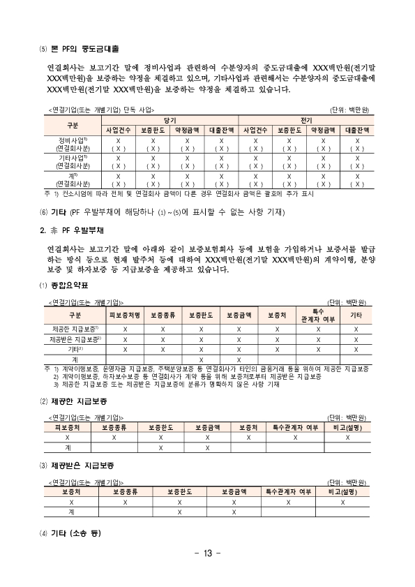 건설회사의 건설계약 관련 우발부채 주석공시 모범사례 마련 이미지 13