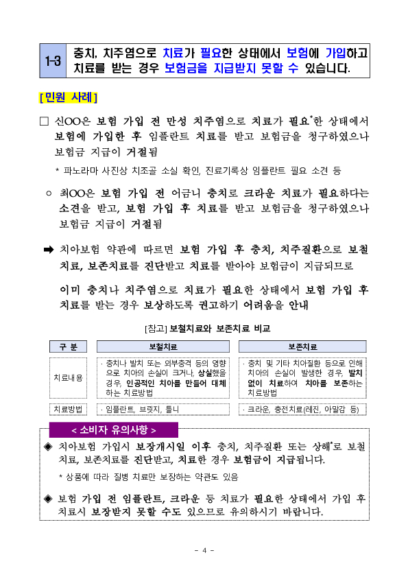 주요 민원사례로 알아보는 소비자 유의사항(질병, 상해보험 등 제3보험 관련 유의사항) 이미지 4