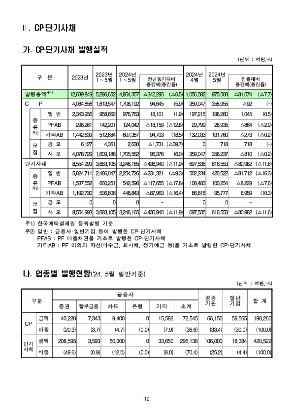 &#39;24.5월중 기업의 직접금융 조달실적 이미지 12