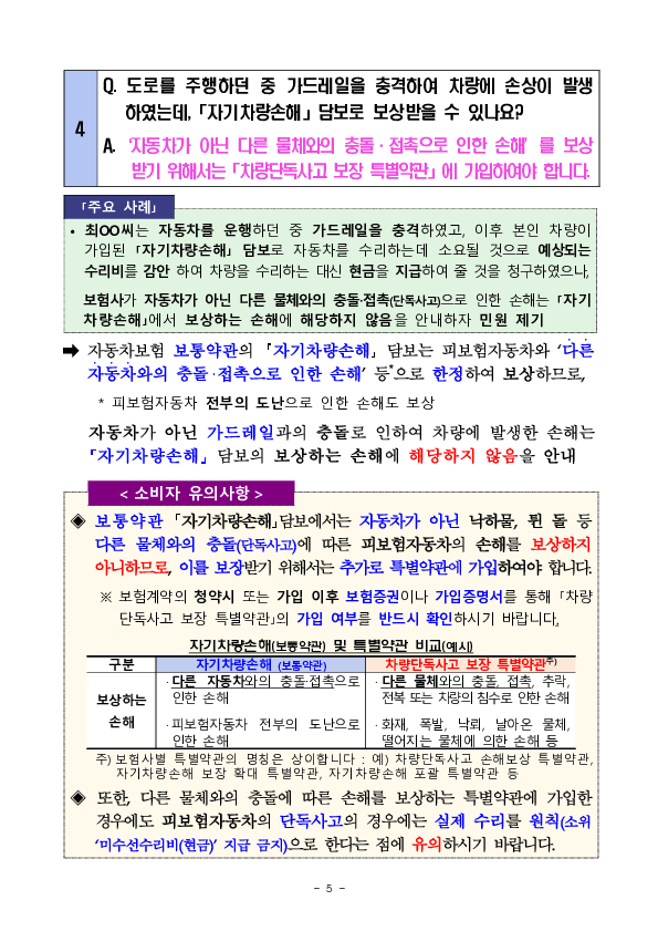 주요 분쟁사례로 알아보는 소비자 유의사항 - 보험금지급관련 자동차보험 편 - 이미지 5