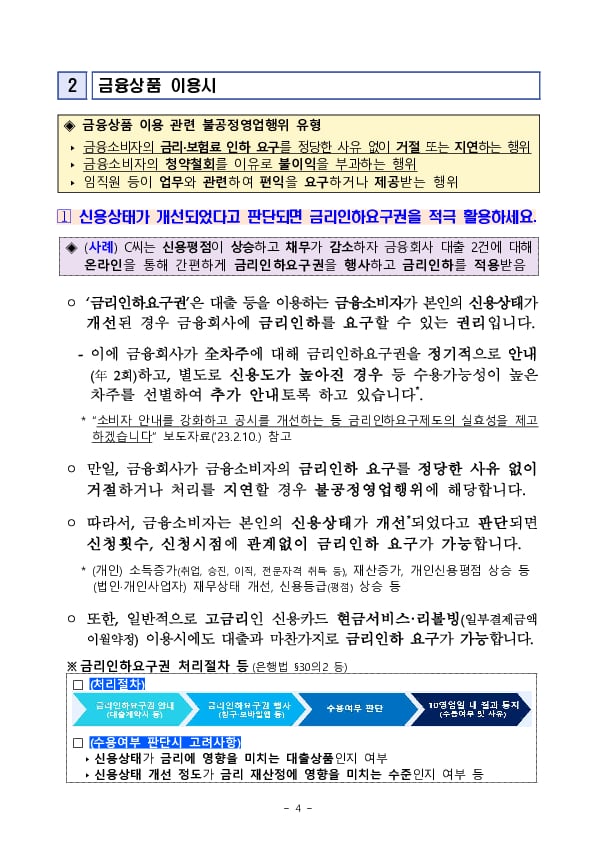 금융회사의 불공정영업행위 관련 금융소비자 유의사항 안내 이미지 4