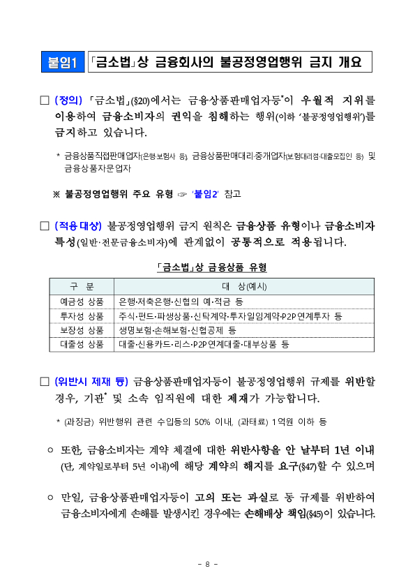 금융회사의 불공정영업행위 관련 금융소비자 유의사항 안내 이미지 8