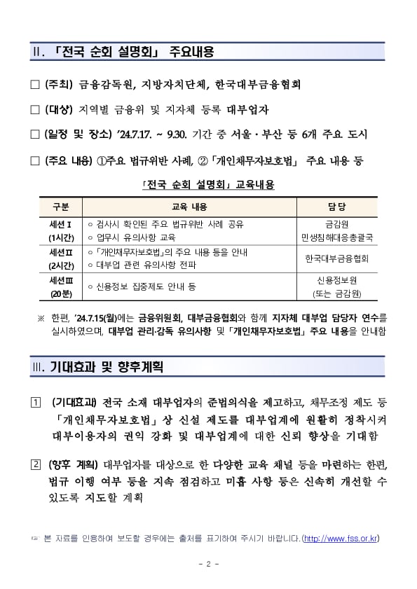 금감원, 「2024년 대부업자 대상 전국 순회 설명회」 개최 PC 본문 이미지 2