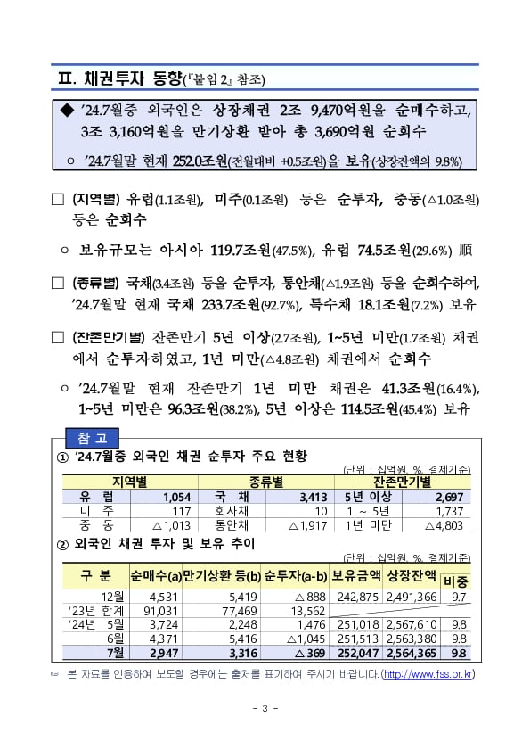 2024년 7월 외국인 증권투자 동향 이미지 3