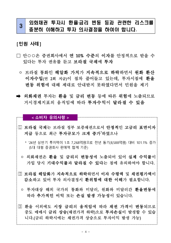 주요 민원사례로 보는 소비자 유의사항 -은행 대출,환전 및 해외 채권,주식 투자 관련- 이미지 4