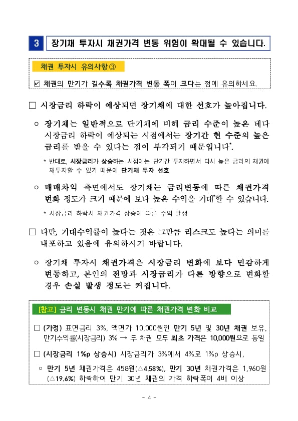 금리 변동기 채권 투자 관련 유의사항 안내 이미지 4