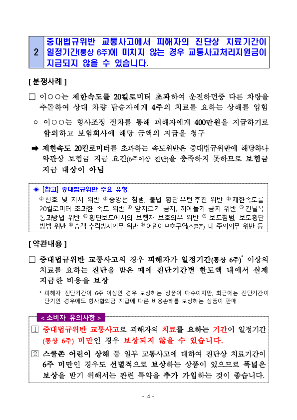 주요 분쟁사례로 알아보는 소비자 유의사항(교통사고처리지원금 특약 관련) 이미지 4