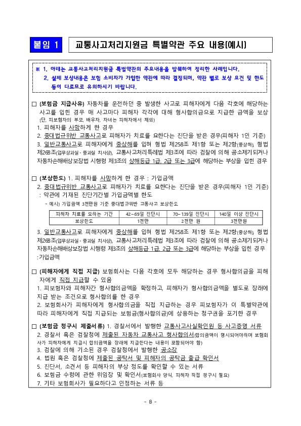 주요 분쟁사례로 알아보는 소비자 유의사항(교통사고처리지원금 특약 관련) 이미지 8