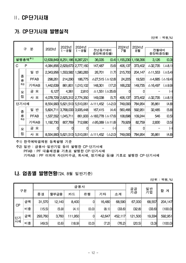 '24.8월중 기업의 직접금융 조달실적 이미지 12