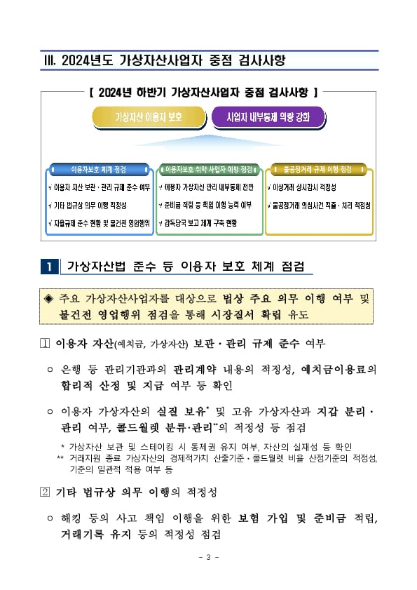 2024년 하반기 가상자산사업자 검사업무 운영계획 이미지 3