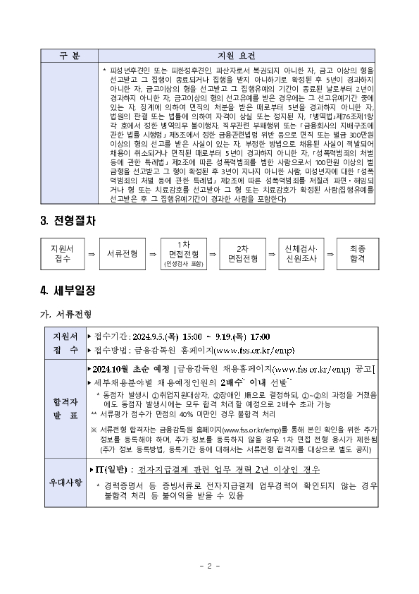 금융감독원, 전자금융업 감독 강화를 위한 경력 전문가 채용 이미지 2