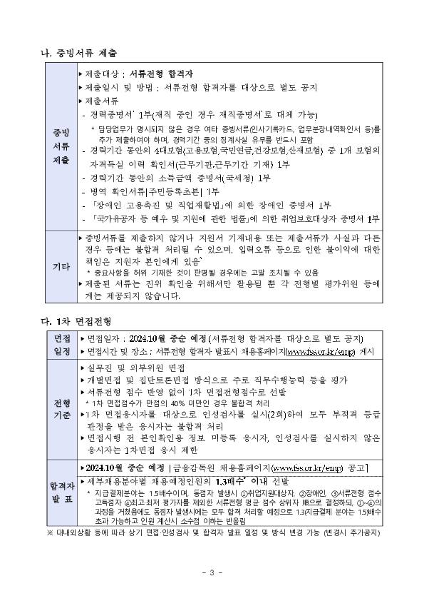 금융감독원, 전자금융업 감독 강화를 위한 경력 전문가 채용 이미지 3