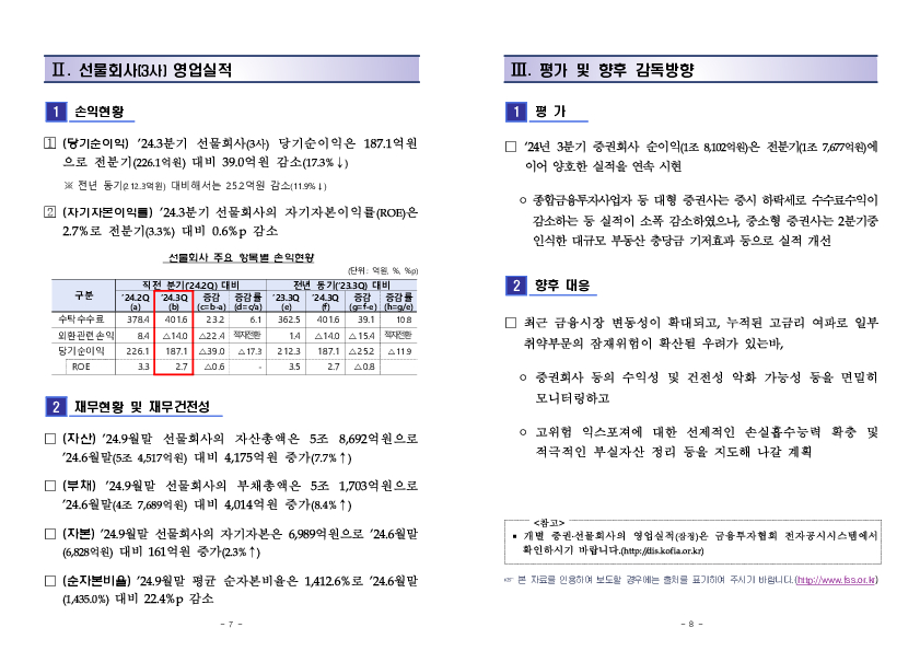 2024년 3분기 증권,선물회사 영업실적(잠정) 이미지 4