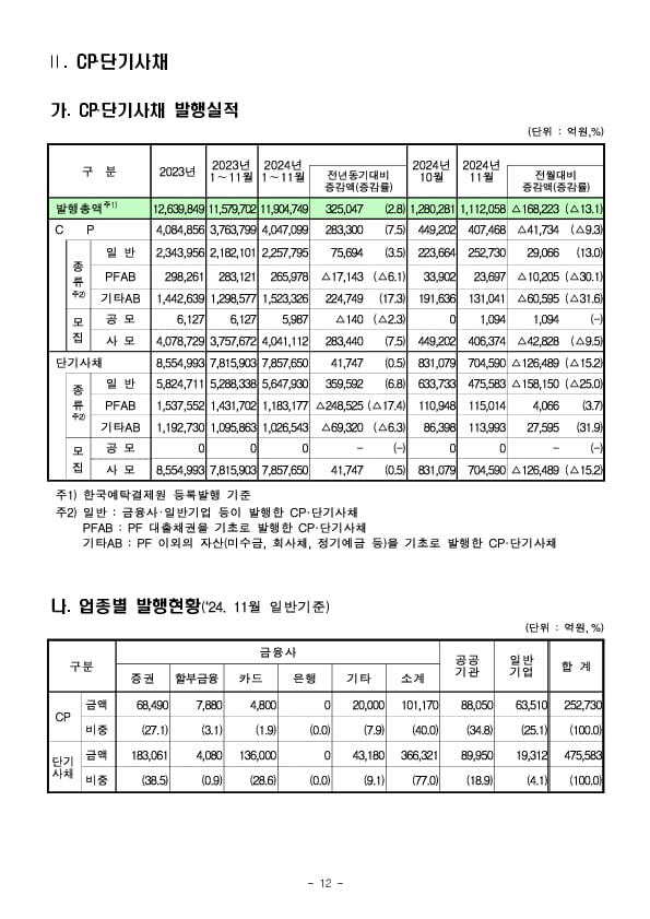 '24.11월중 기업의 직접금융 조달실적 이미지 12