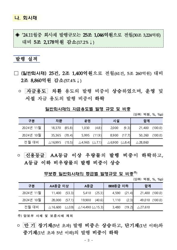 '24.11월중 기업의 직접금융 조달실적 이미지 3