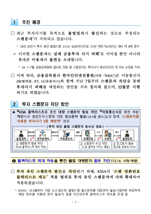 투자 스팸문자로 인한 사기 피해, 3중으로 보호하겠습니다 PC 본문 이미지 2