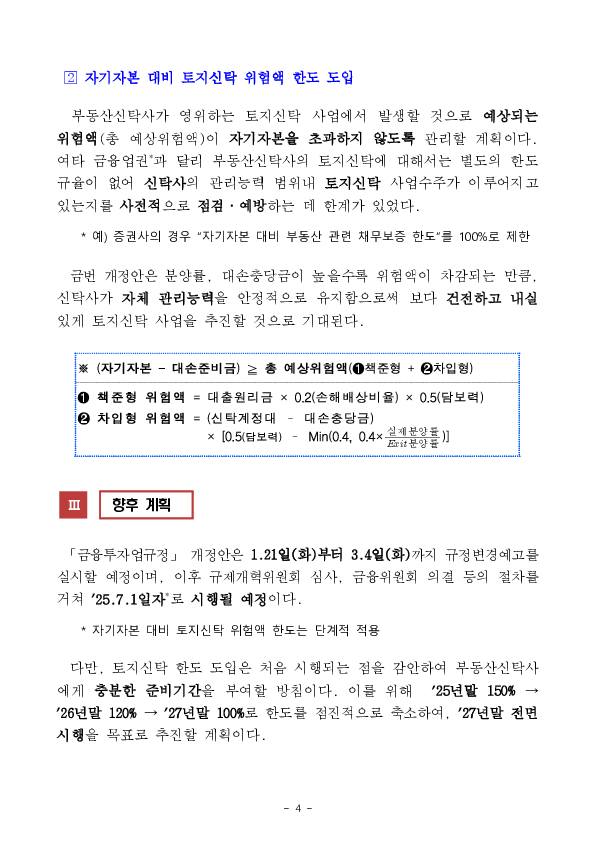 토지신탁 내실화를 위한 금융투자업규정 개정안 규정변경예고 이미지 4