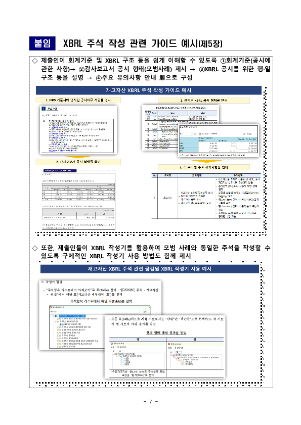 국내외 투자자가 재무분석에 활용하는 XBRL 데이터 품질을 강화하기 위하여 가이드를 마련하였습니다. 이미지 7