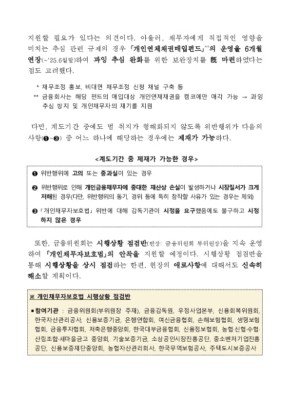 「개인채무자보호법」의 금융현장 안착을 위해 계도기간을 3개월 연장합니다. 이미지 4