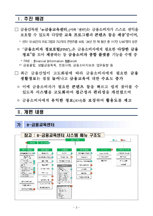 「e-금융교육센터」 및 「금융소비자 정보포털(FINE)」의 이용이 더욱 편리해집니다. PC 본문 이미지 2