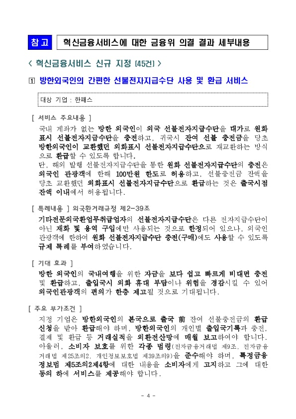 혁신금융서비스 45건을 신규 지정하였습니다 이미지 4