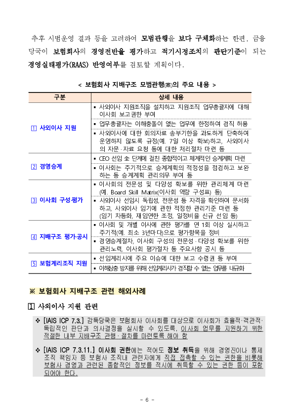 보험회사의 장기적이고 안정적인 경영을 유도하기 위해 보험회사 성과체계 등을 개편하겠습니다. 이미지 6