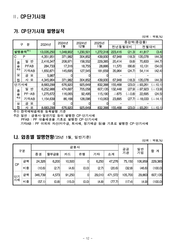 '25.1월중 기업의 직접금융 조달실적 이미지 12