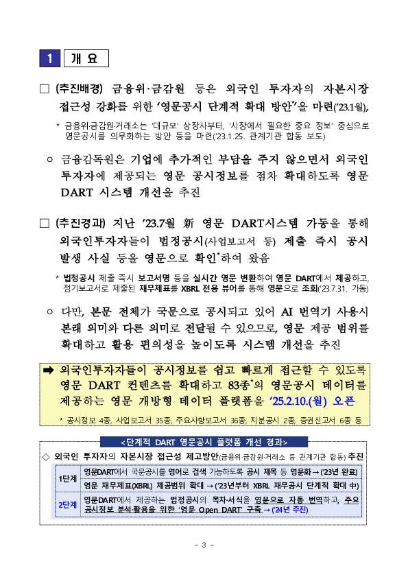 외국인투자자의 자본시장 접근성 제고를 위해 영문 DART의 컨텐츠를 확대하고 개방형 데이터 플랫폼을 새롭게 제공합니다. 이미지 3