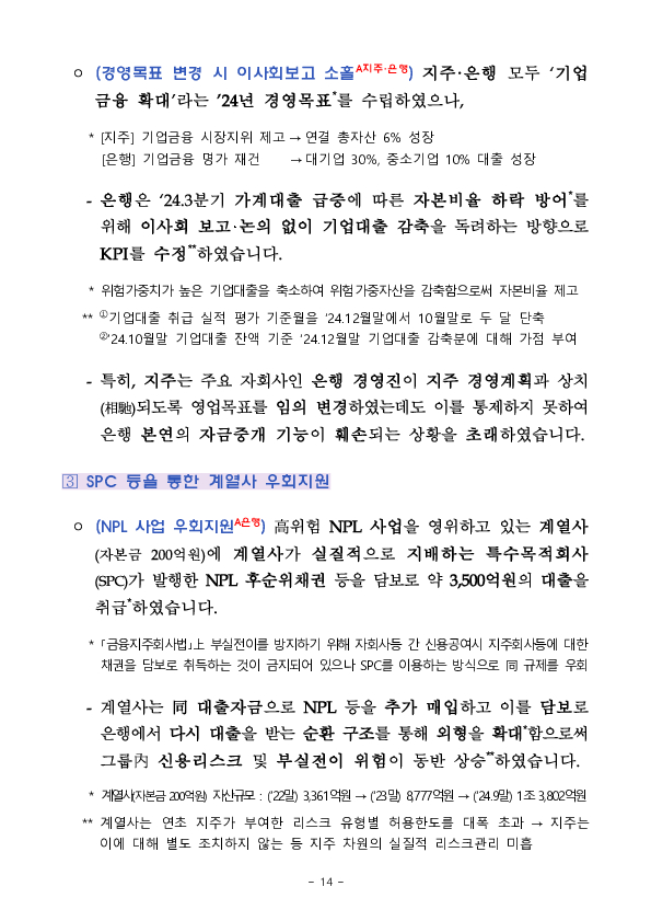 '24년 지주,은행 등 주요 검사결과 기자설명회 개최 이미지 14