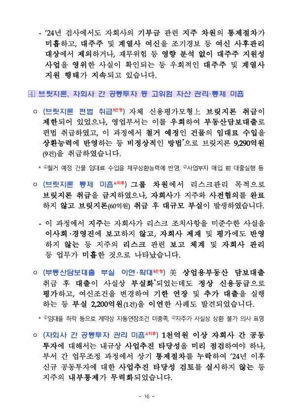 '24년 지주,은행 등 주요 검사결과 기자설명회 개최 이미지 16