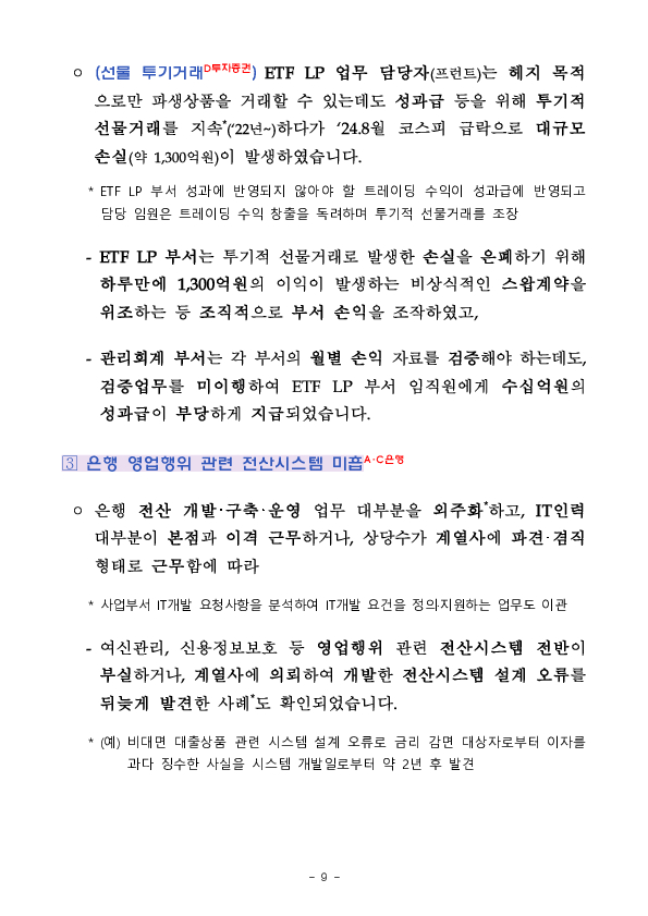 '24년 지주,은행 등 주요 검사결과 기자설명회 개최 이미지 9