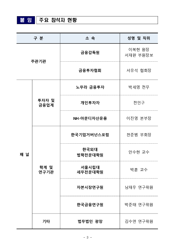 「한국증시 활성화를 위한 열린 토론」 개최 이미지 3