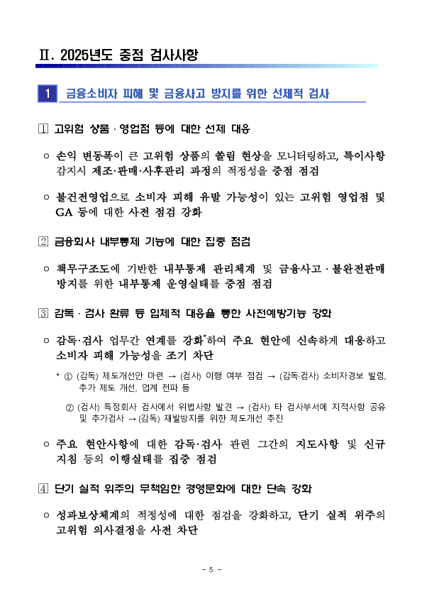 2025년도 금융감독원 검사업무 운영계획 이미지 5