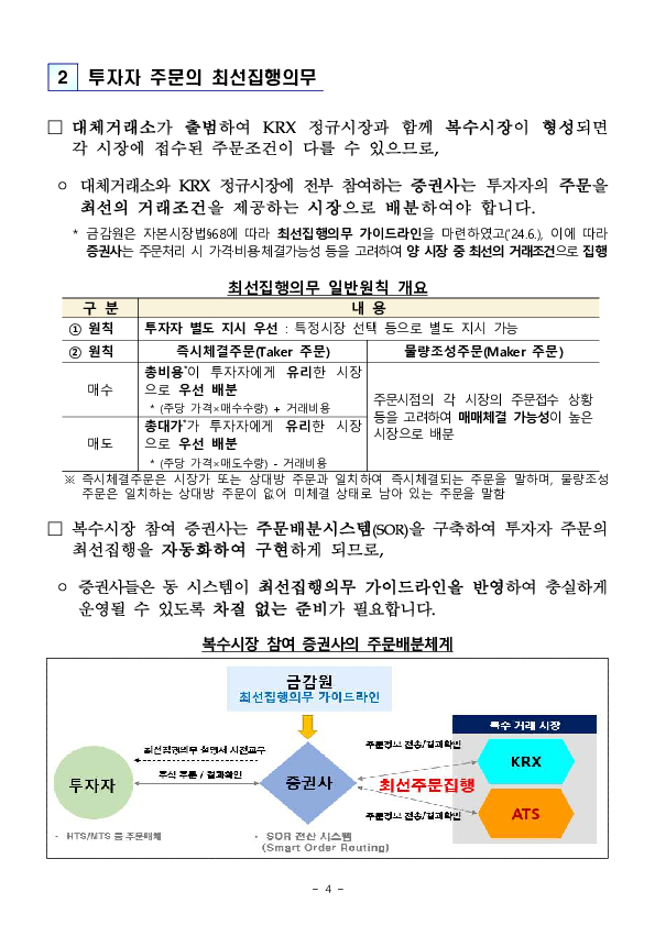 금융감독원과 증권시장 인프라 기관들은 대체거래소의 안정적 출범을 적극 지원하겠습니다. 이미지 4