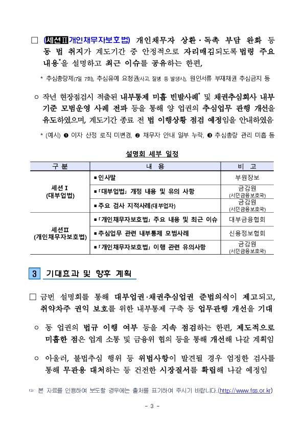 금융감독원은 취약차주 권익 보호 강화를 위해 대부업권,채권추심업권 대상 「업무 설명회」를 개최합니다 이미지 3