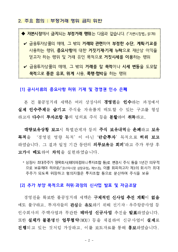 사모 CB,BW를 통한 허위 자금조달 및 허위 사업계획으로 주가 부양 후 부당이득을 취한 조직적 불공정거래 세력 적발,조치 이미지 2