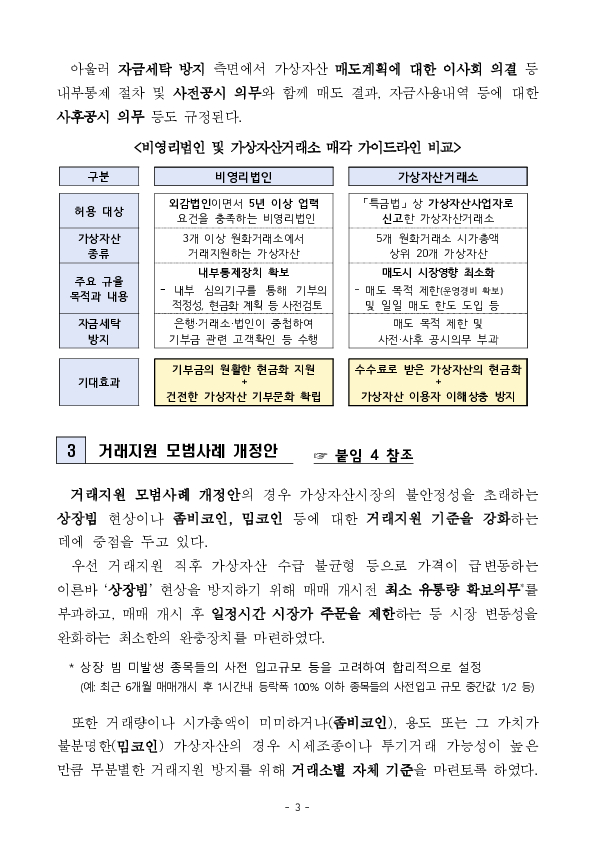 6월부터 비영리법인과 가상자산거래소의 가상자산 매도가 가능해집니다. - 제4차 「가상자산위원회」 개최 - 이미지 3