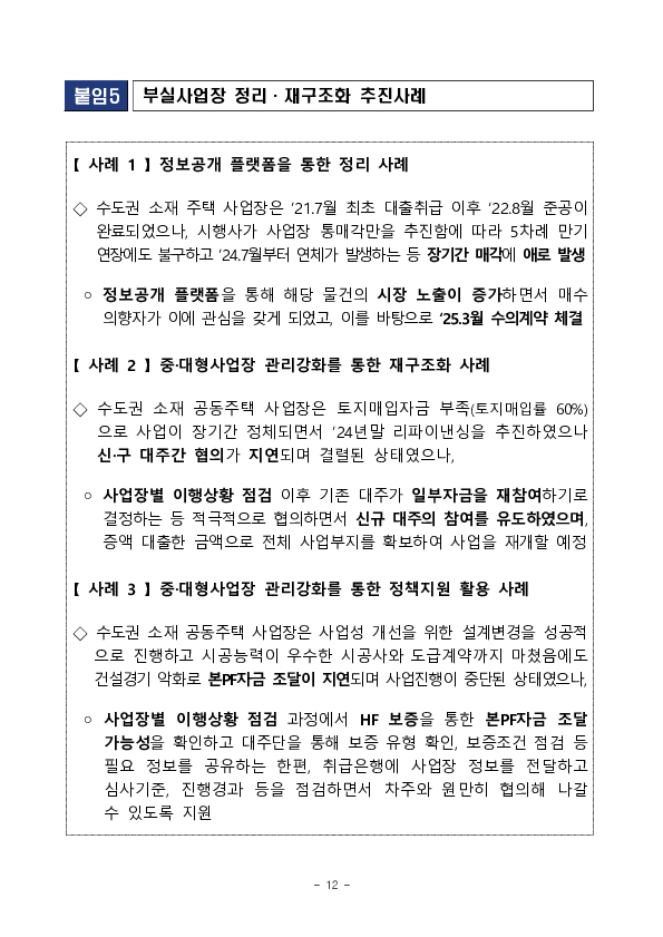 全금융권 부동산PF 정리,재구조화 경과 및 그간의 실적 이미지 12