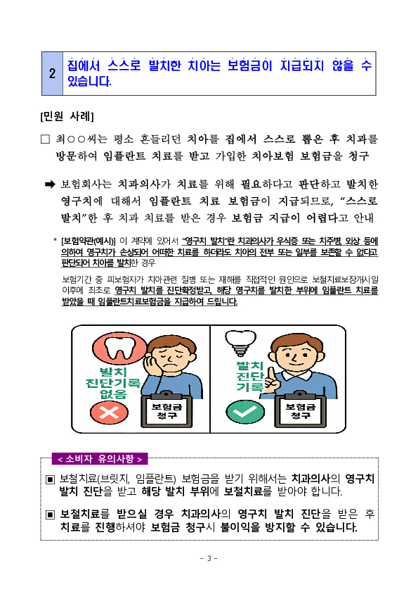 주요 분쟁사례로 알아보는 소비자 유의사항 - 치아보험 보상 관련 - 이미지 3