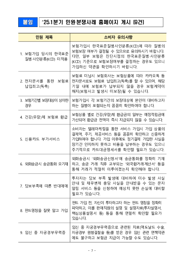 '25년 1분기 주요 민원분쟁사례 공개 이미지 7