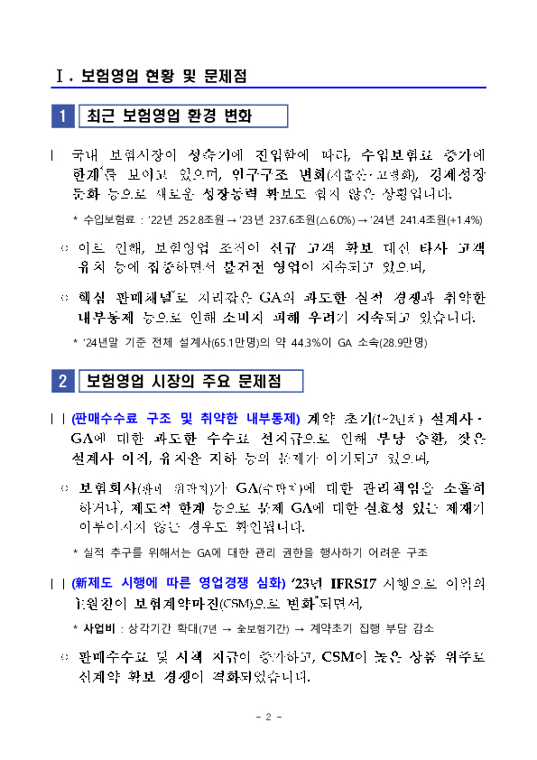 건전한 보험영업질서 확립 노력 및 향후 계획 PC 본문 이미지 2