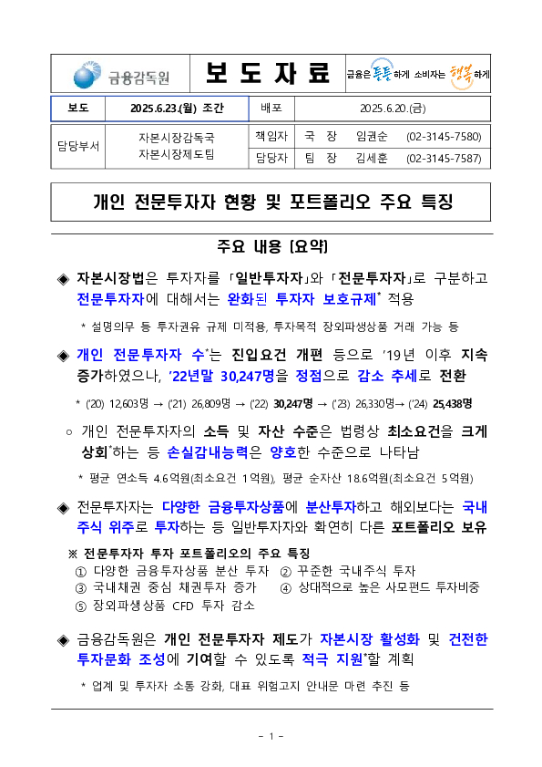 개인 전문투자자 현황 및 포트폴리오 주요 특징 이미지 1