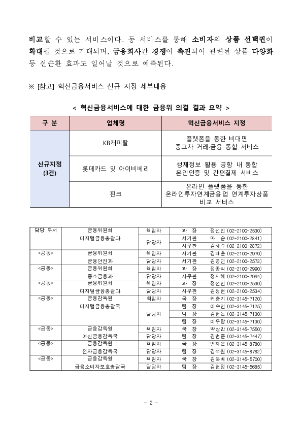 혁신금융서비스 신규 지정 의결 PC 본문 이미지 2